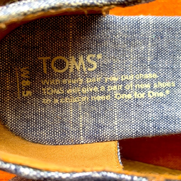 TOMS Chambray Cork Wedge Sandals ~Size 8.5 - Picture 2 of 7
